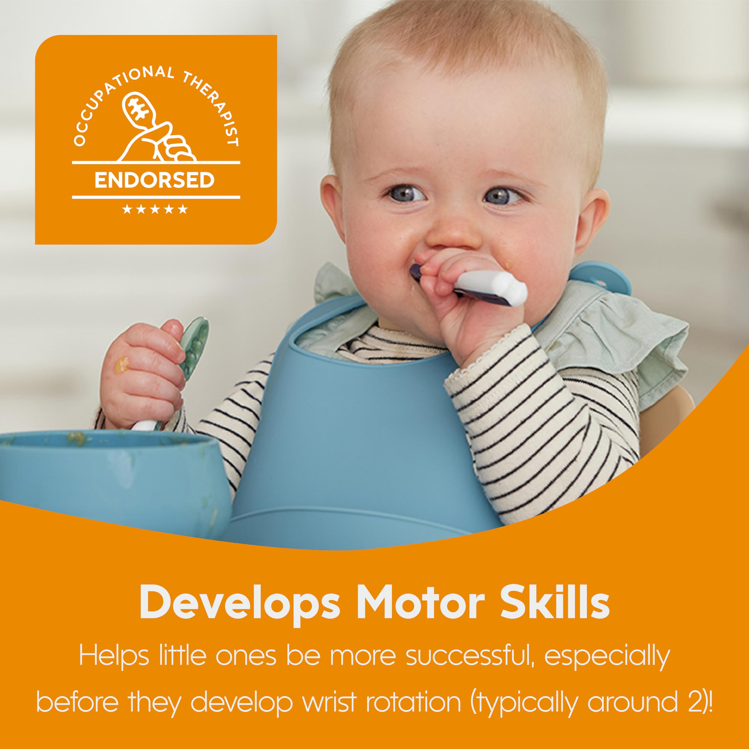 NumNum GOOtensil Pre-Spoons + Travel Case | Baby Spoon Set (Stage 1 + Stage 2) | BPA Free Silicone Self Feeding Toddler Utensils